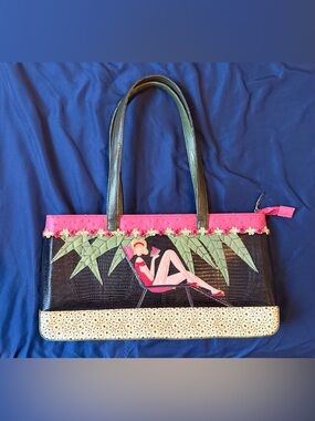 Women's Black & Pink Beach Diva Faux Snakeskin Handbag (Vendula London?)